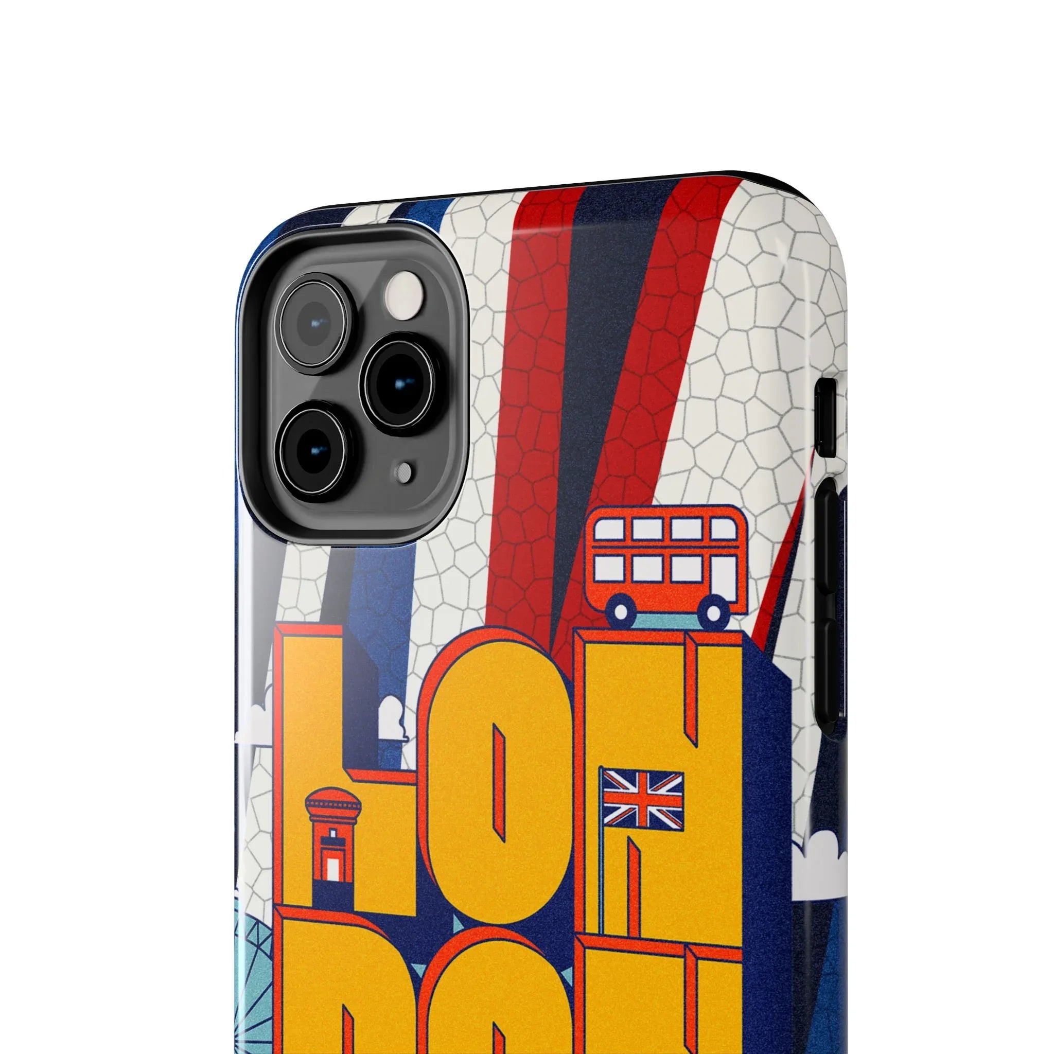 London Graphic Tough Phone Case – Retro Union Jack Travel Design - DiwaKi