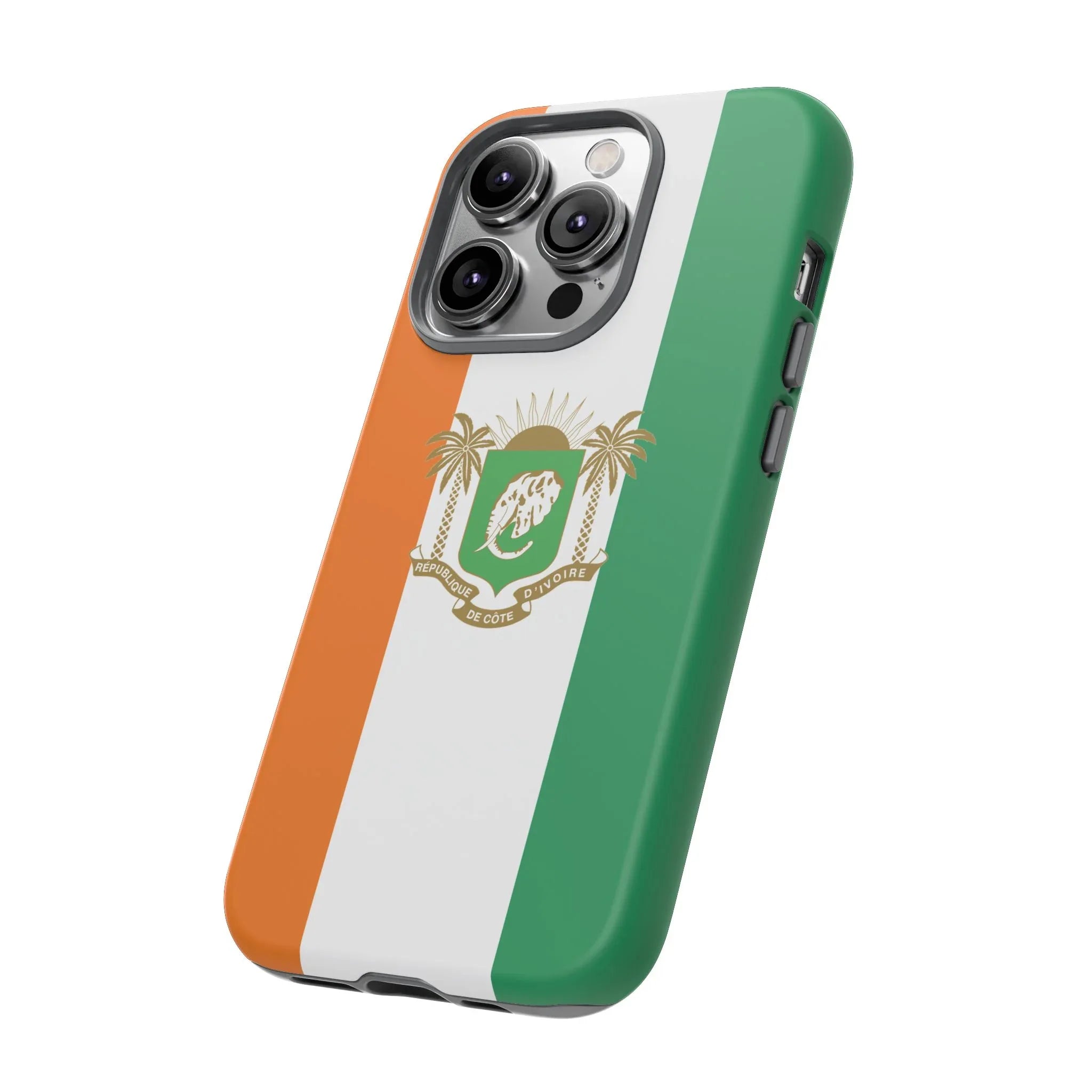 Ivory Coast Flag Tough Phone Case — Orange White Green Shield Crest - DiwaKi