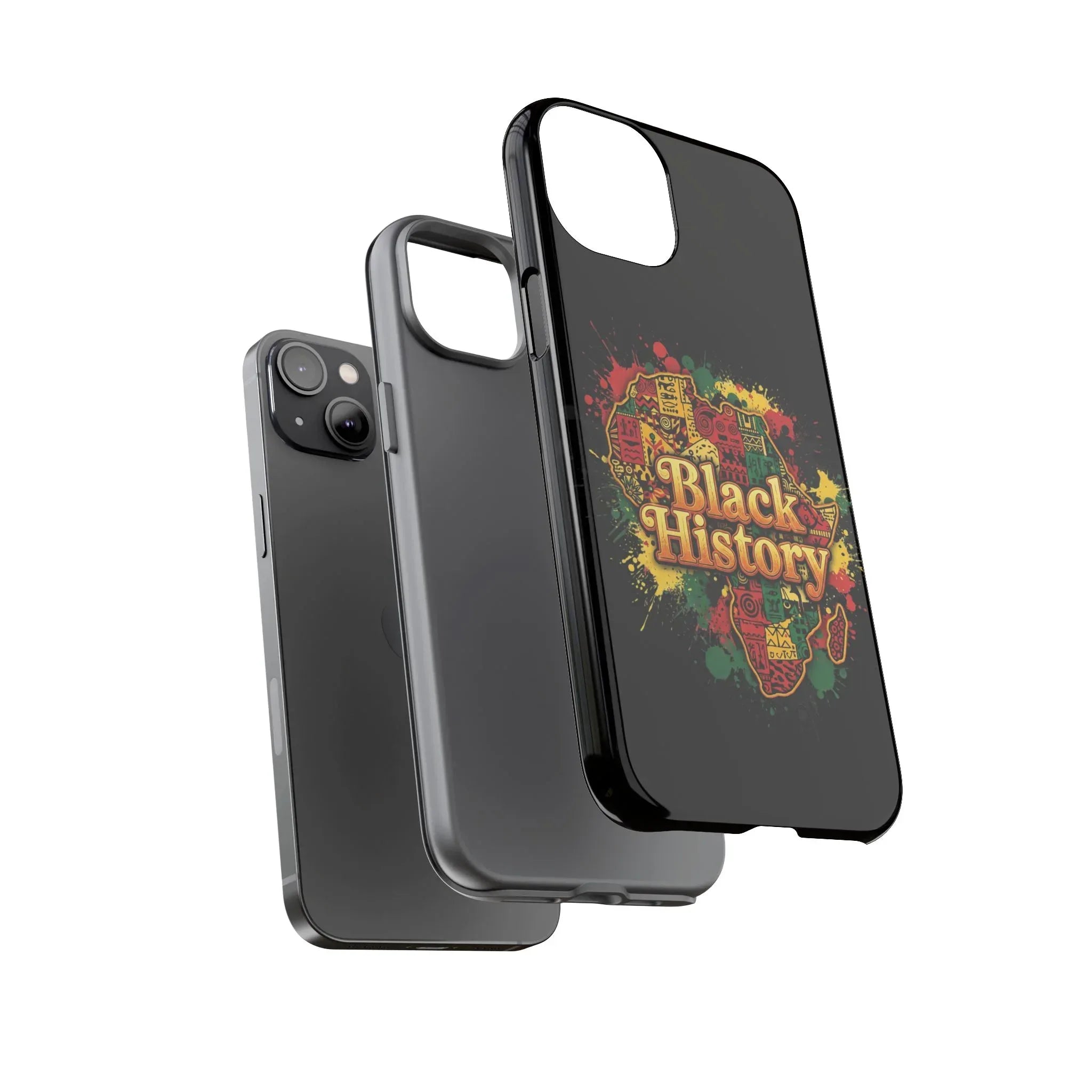 Black History Phone Case — Afrocentric Map Design, Bold Red‑Green‑Gold Splash - DiwaKi
