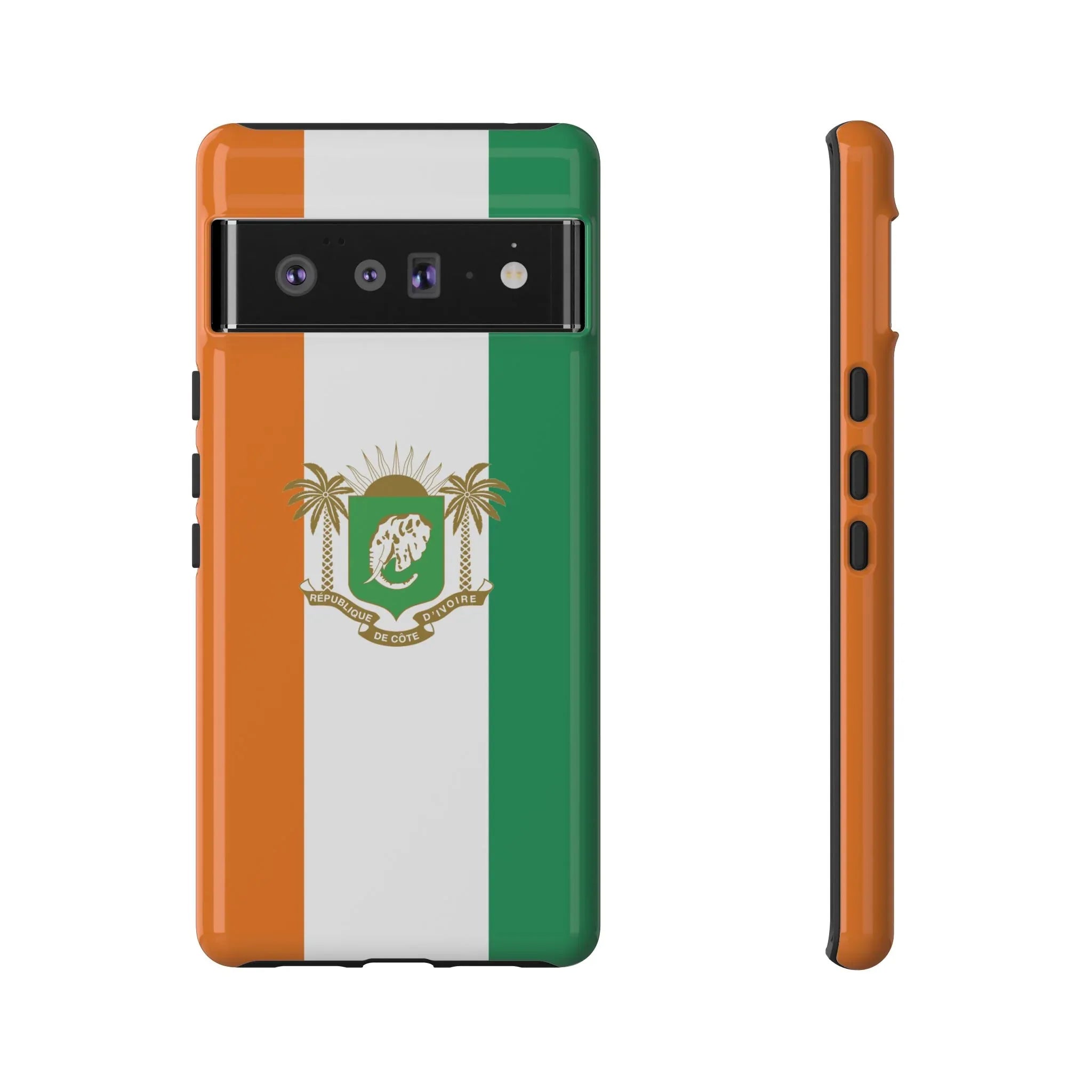 Ivory Coast Flag Tough Phone Case — Orange White Green Shield Crest - DiwaKi