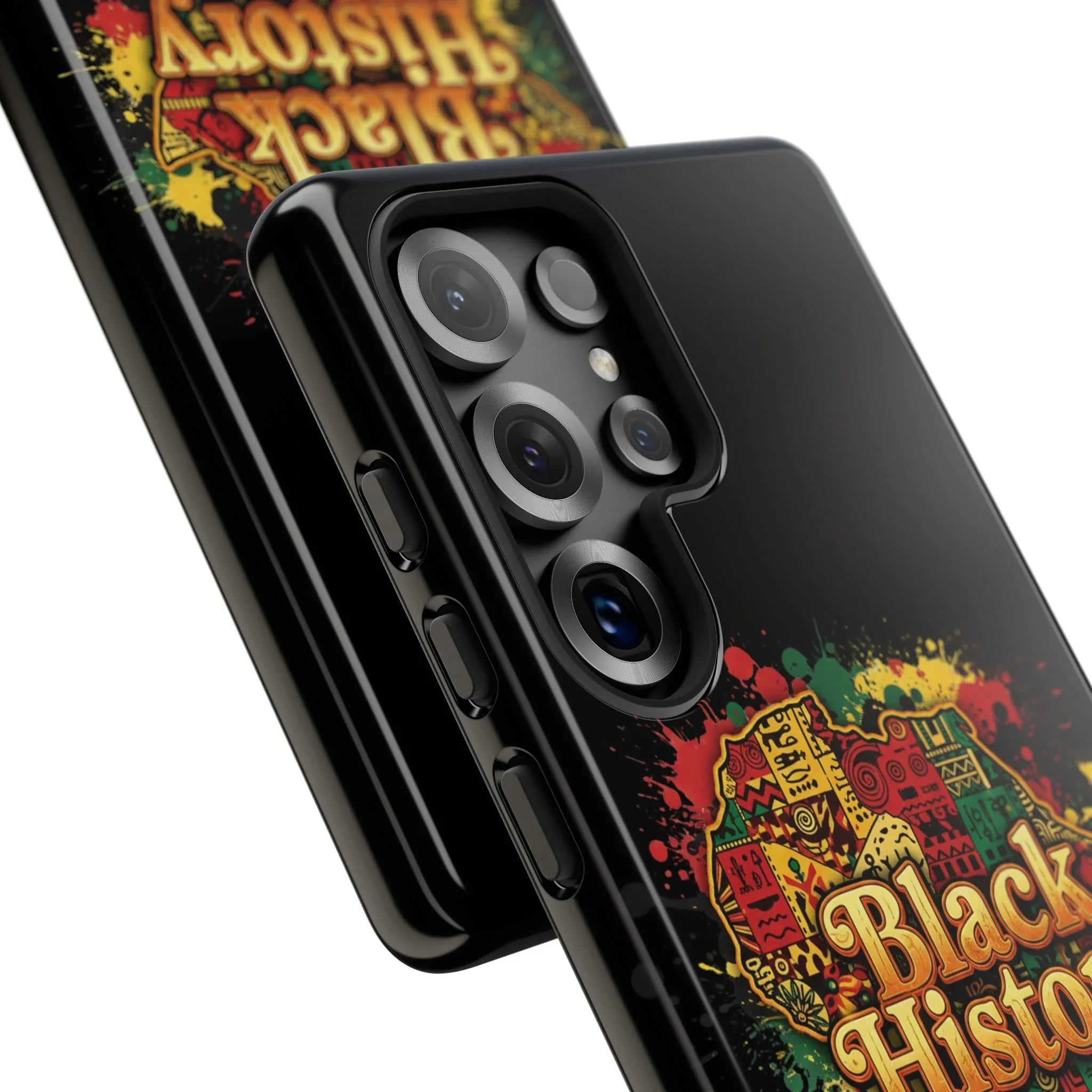 Black History Phone Case — Afrocentric Map Design, Bold Red‑Green‑Gold Splash - DiwaKi