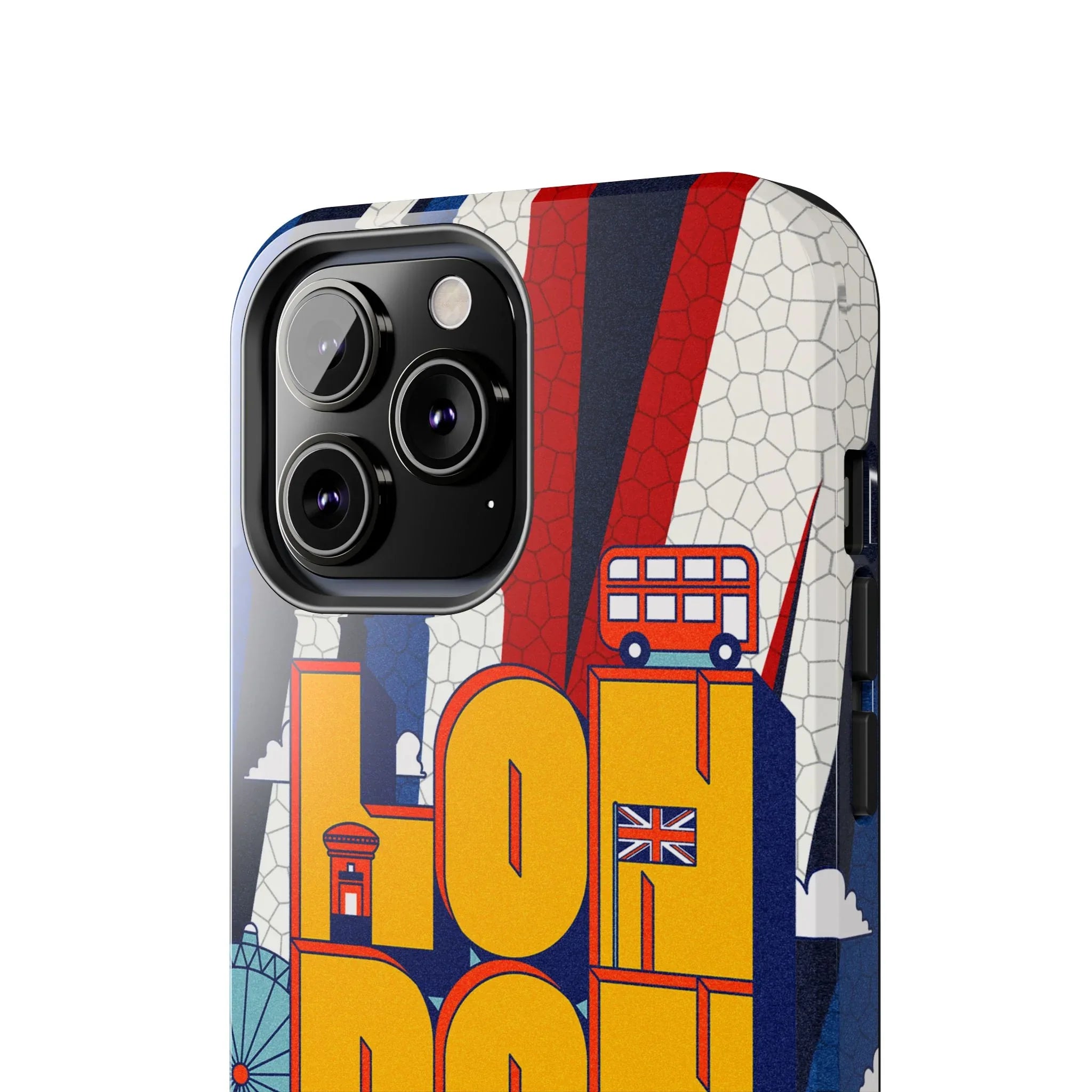 London Graphic Tough Phone Case – Retro Union Jack Travel Design - DiwaKi