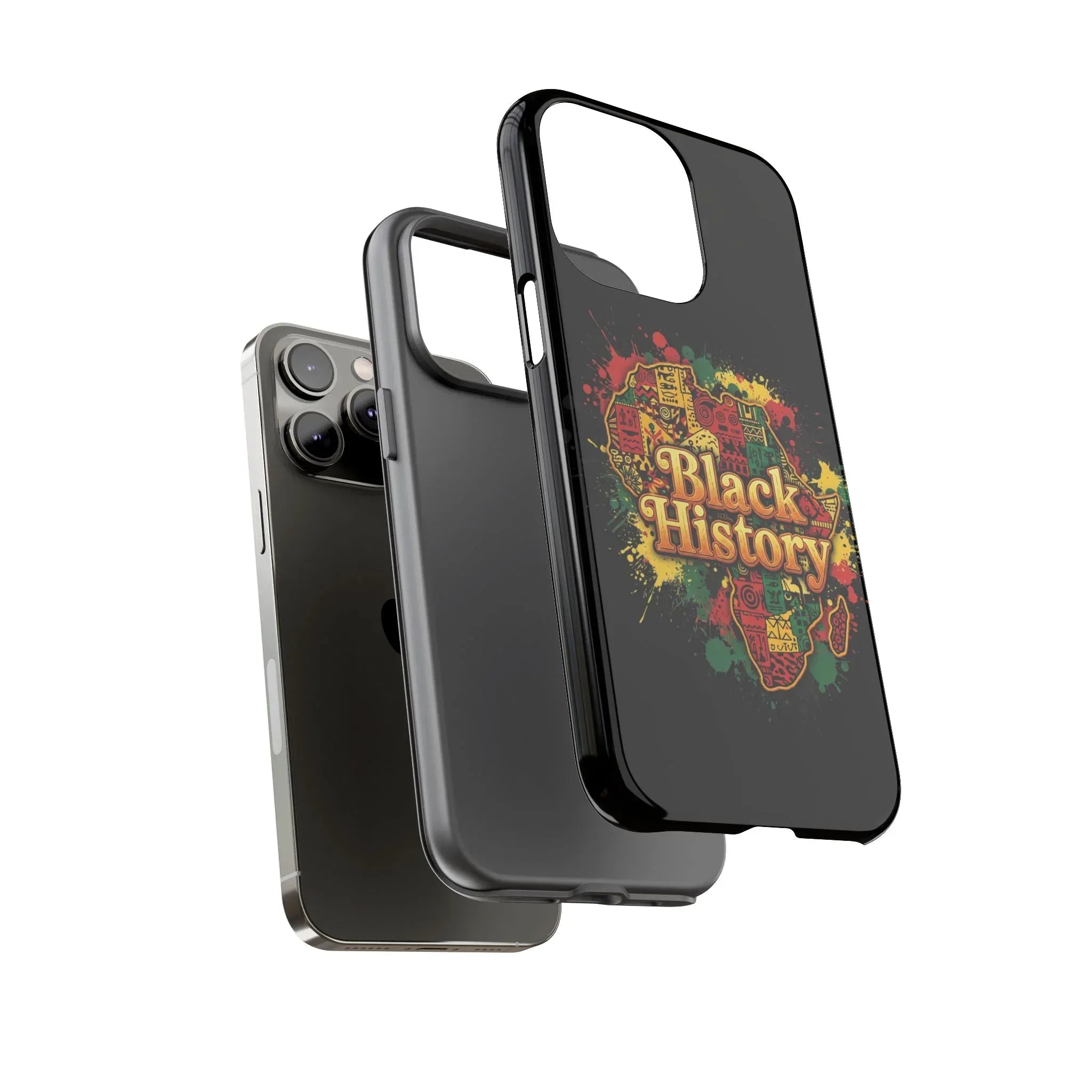 Black History Phone Case — Afrocentric Map Design, Bold Red‑Green‑Gold Splash - DiwaKi