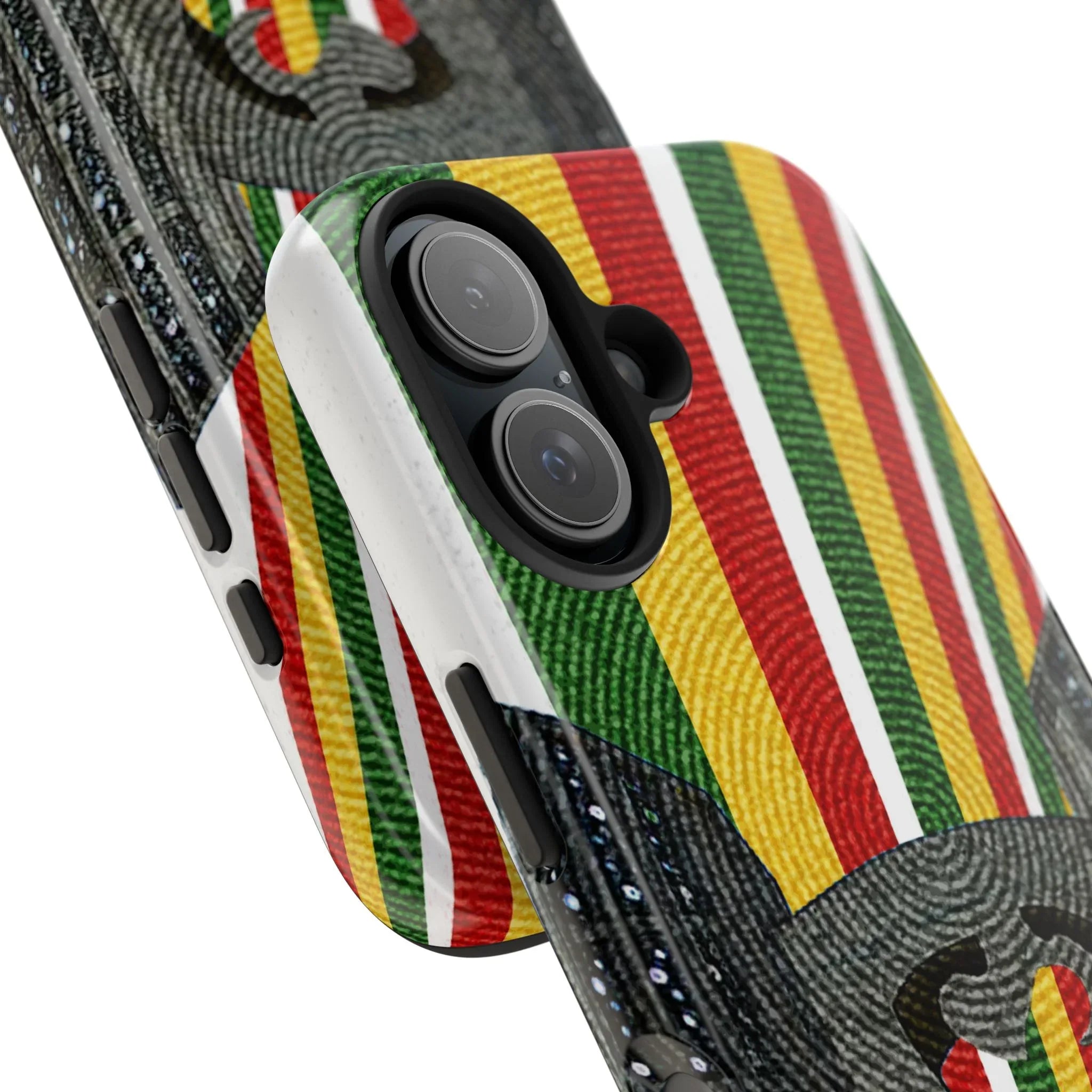Togo Tough Phone Case — Durable Denim Look with Red Yellow Green Design - DiwaKi