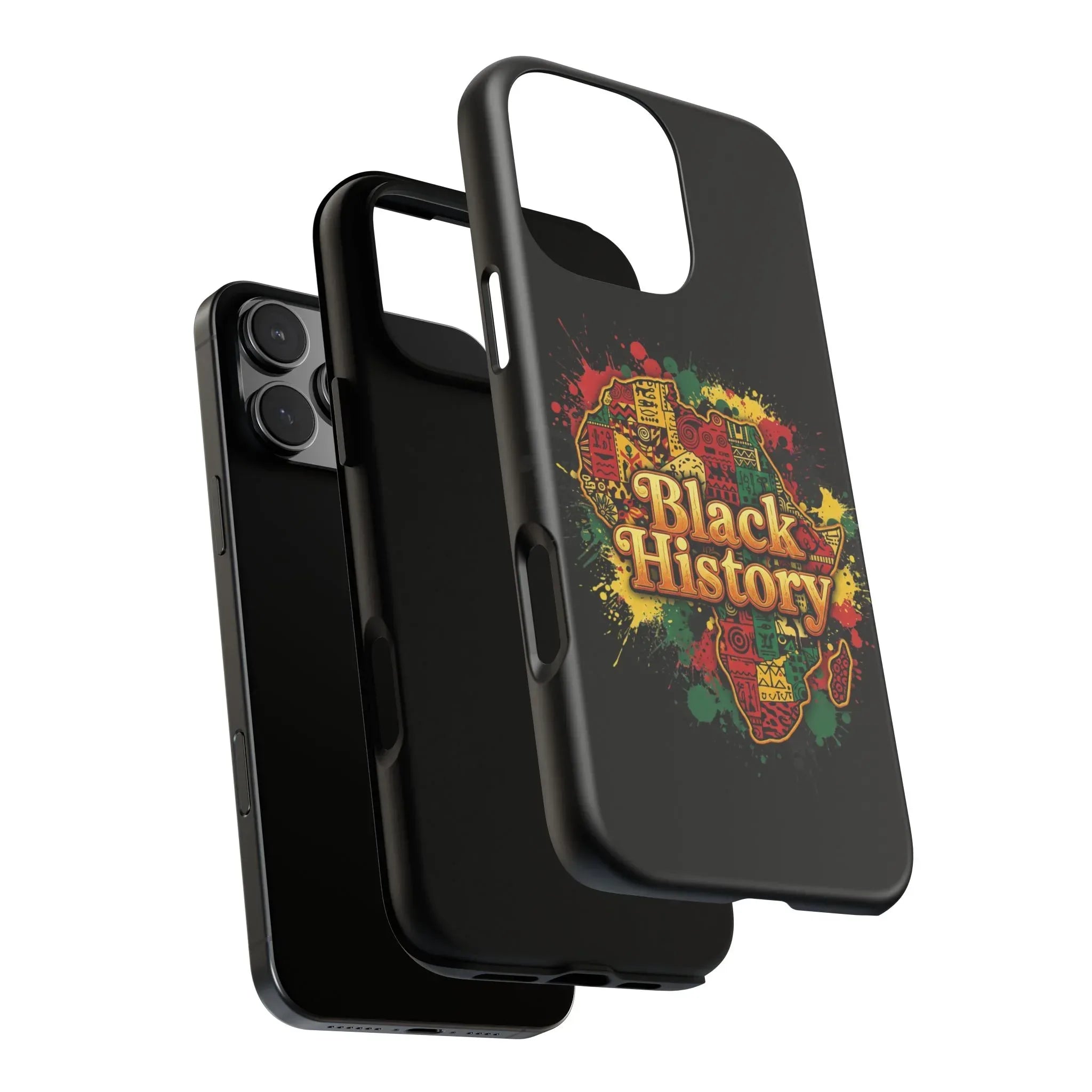 Black History Phone Case — Afrocentric Map Design, Bold Red‑Green‑Gold Splash - DiwaKi