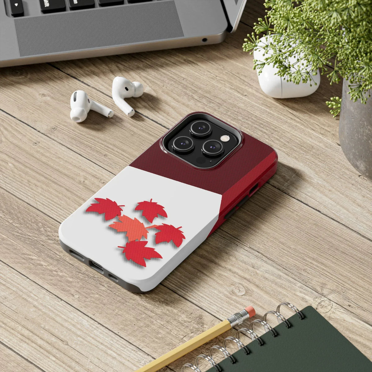 Canada Autumn Maple Tough Phone Case — Red & White Protective Fall Design - DiwaKi