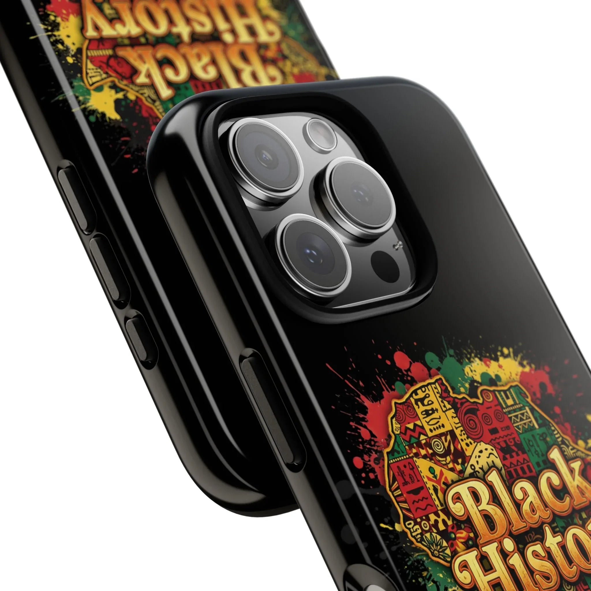 Black History Phone Case — Afrocentric Map Design, Bold Red‑Green‑Gold Splash - DiwaKi