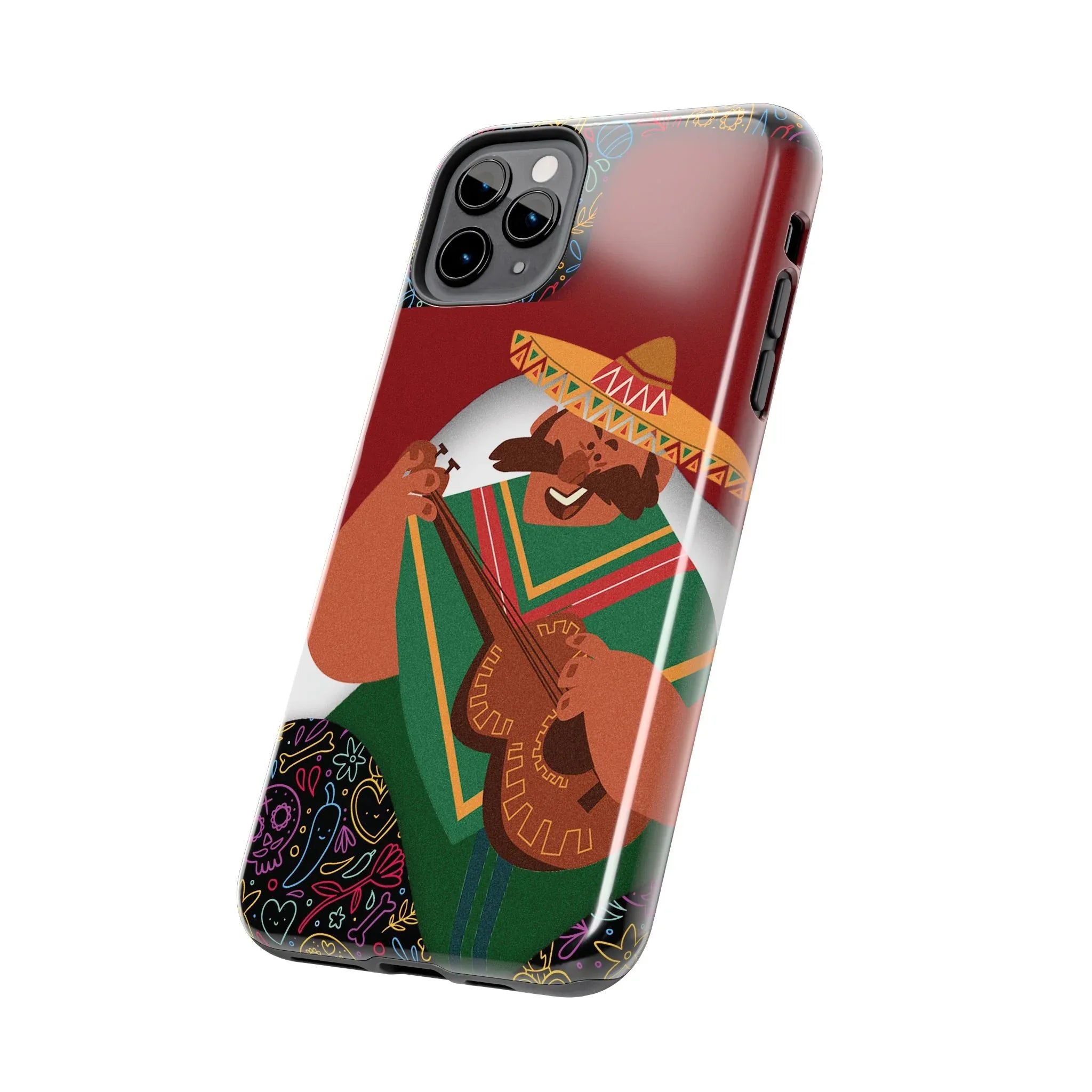 Mexico Mariachi Guitarist Tough Phone Case — Colorful Mexican Folk Art iPhone Cover - DiwaKi