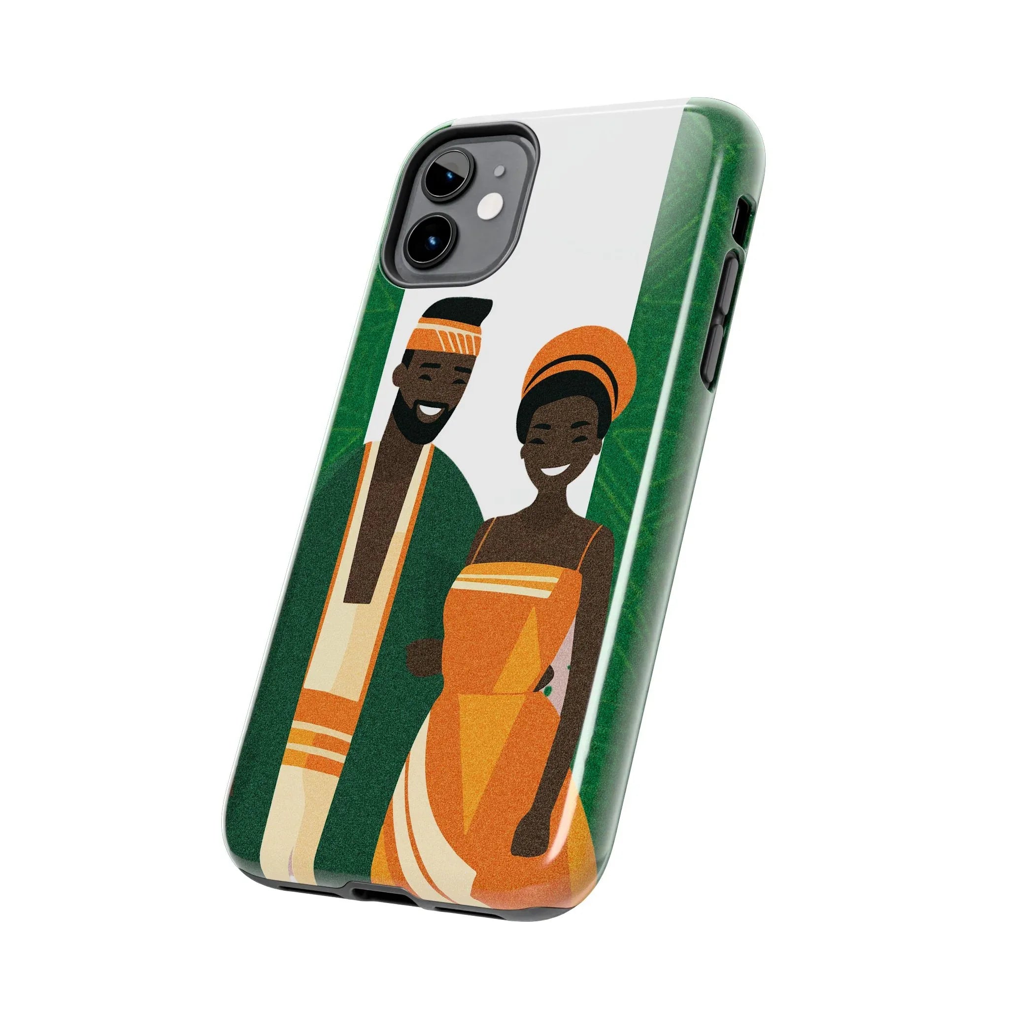 Tough Phone Case — Afrocentric Nigerian Couple Illustration, Protective Hard-Shell Phone Cover - DiwaKi
