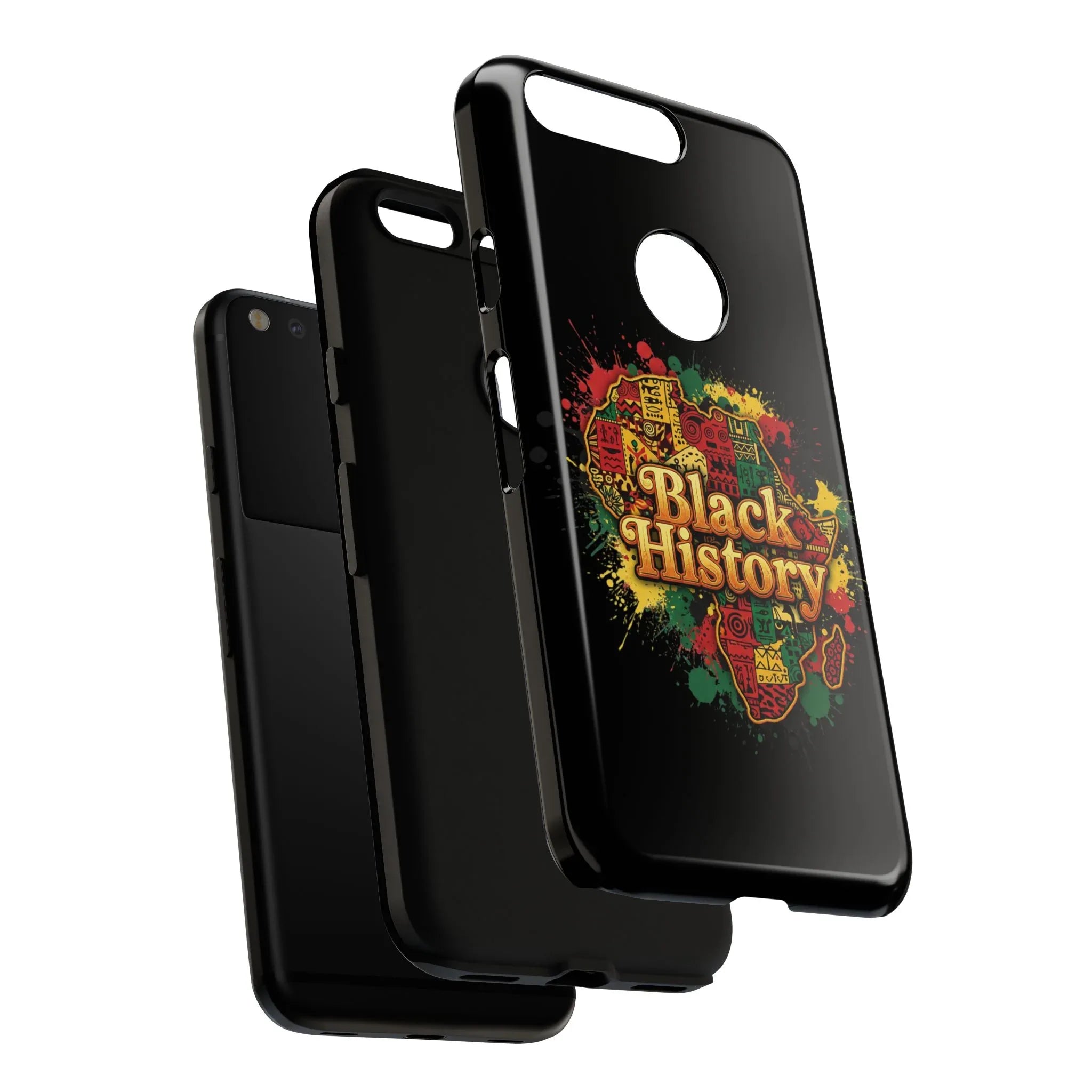 Black History Phone Case — Afrocentric Map Design, Bold Red‑Green‑Gold Splash - DiwaKi