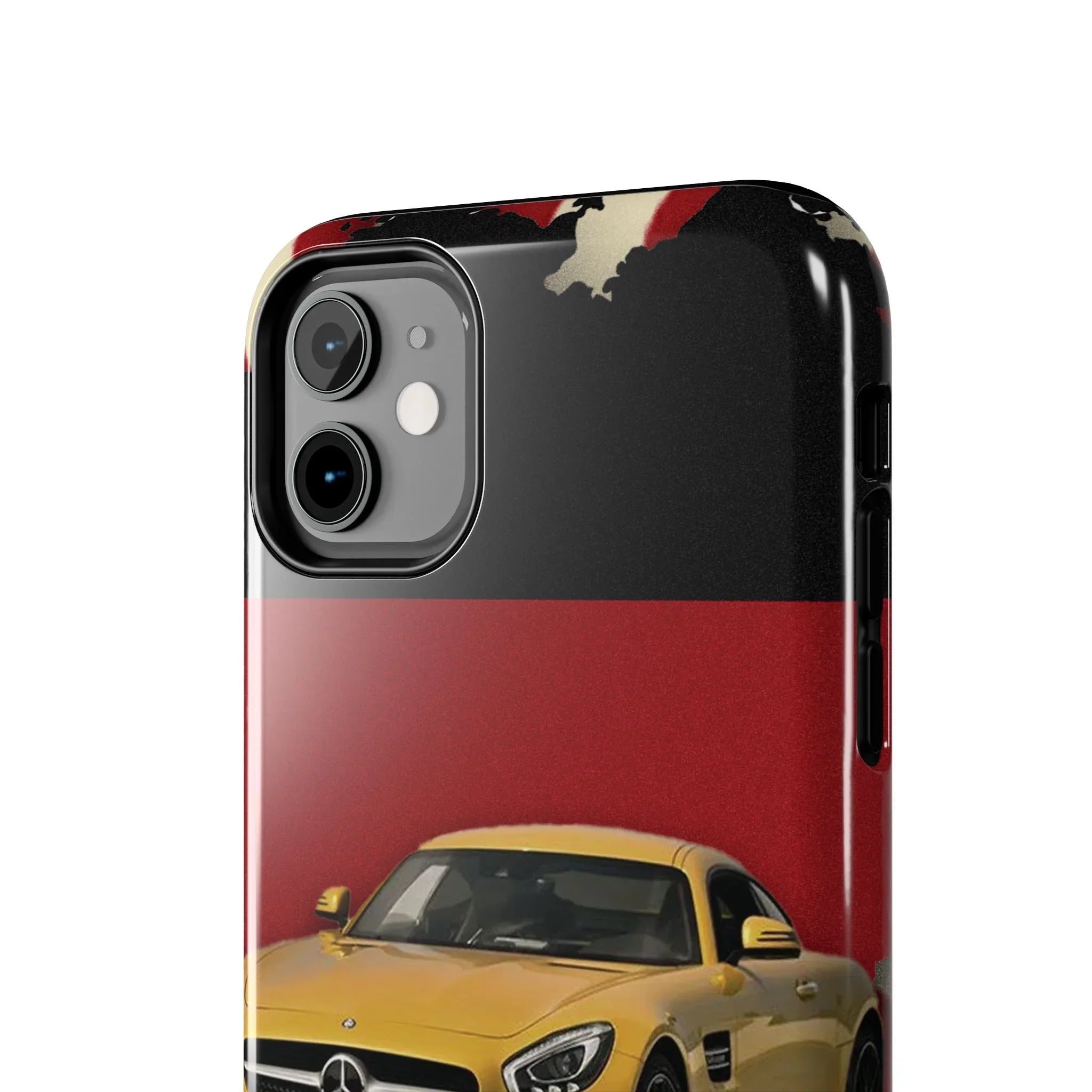 Mercedes Sports Car Tough Phone Case — Yellow GT on Red & Black Background - DiwaKi