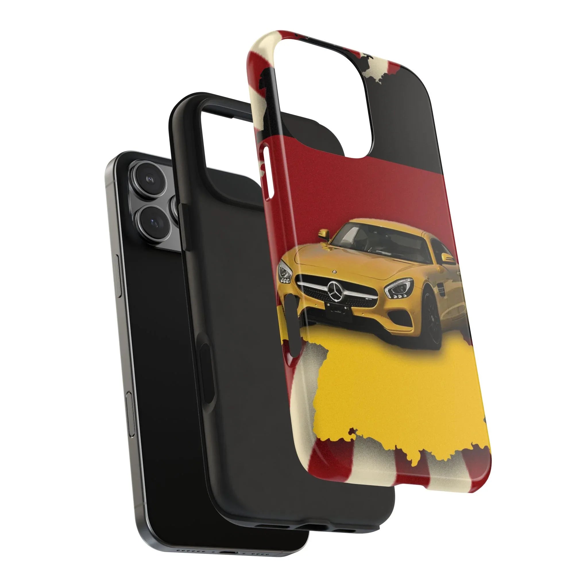 Mercedes Sports Car Tough Phone Case — Yellow GT on Red & Black Background - DiwaKi