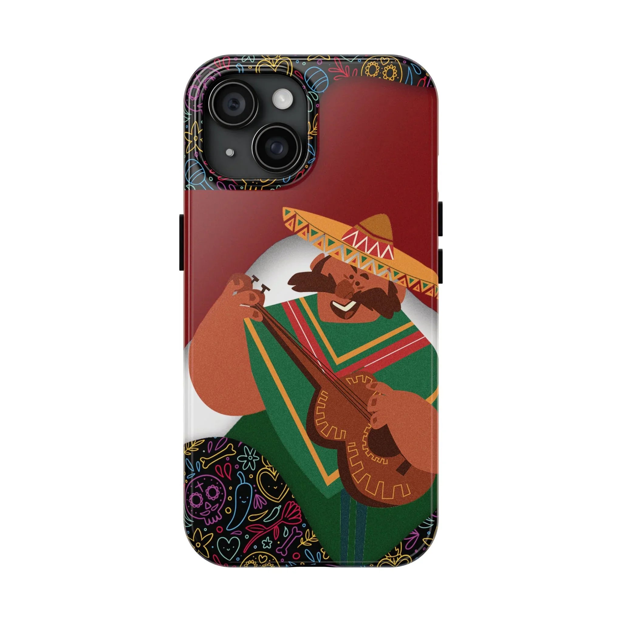 Mexico Mariachi Guitarist Tough Phone Case — Colorful Mexican Folk Art iPhone Cover - DiwaKi