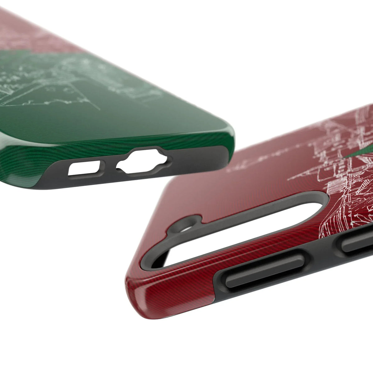 Morocco Flag Sketch Tough Phone Case — Red & Green Casablanca Cityscape - DiwaKi