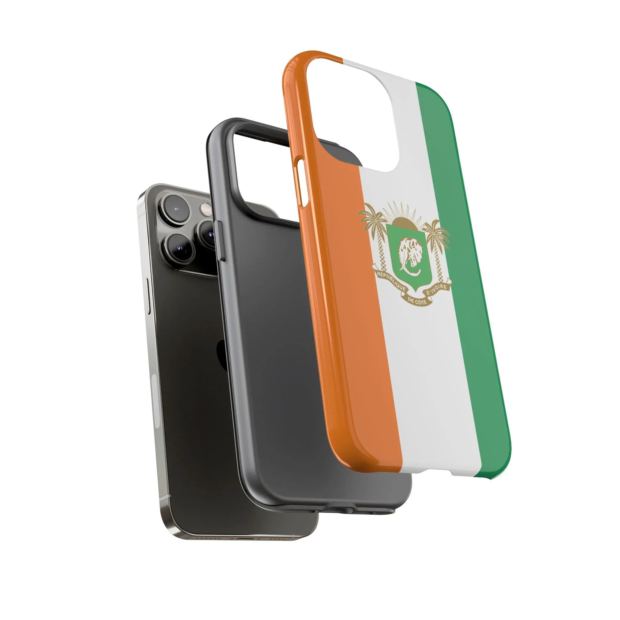 Ivory Coast Flag Tough Phone Case — Orange White Green Shield Crest - DiwaKi