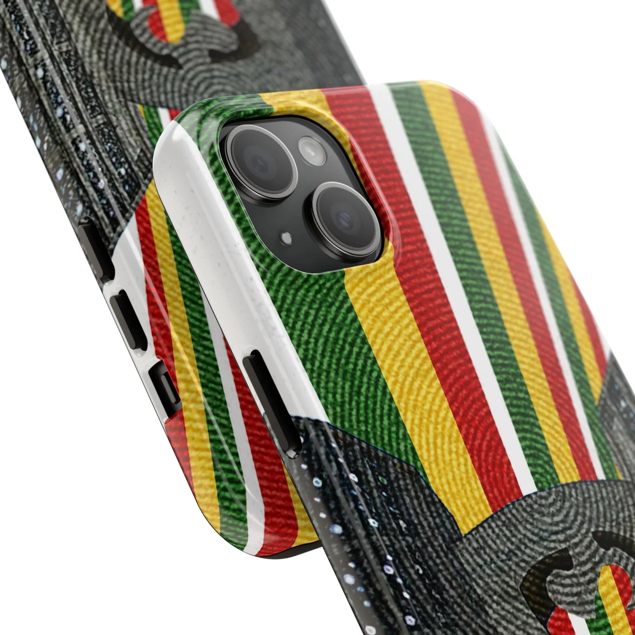 Togo Tough Phone Case — Durable Denim Look with Red Yellow Green Design - DiwaKi