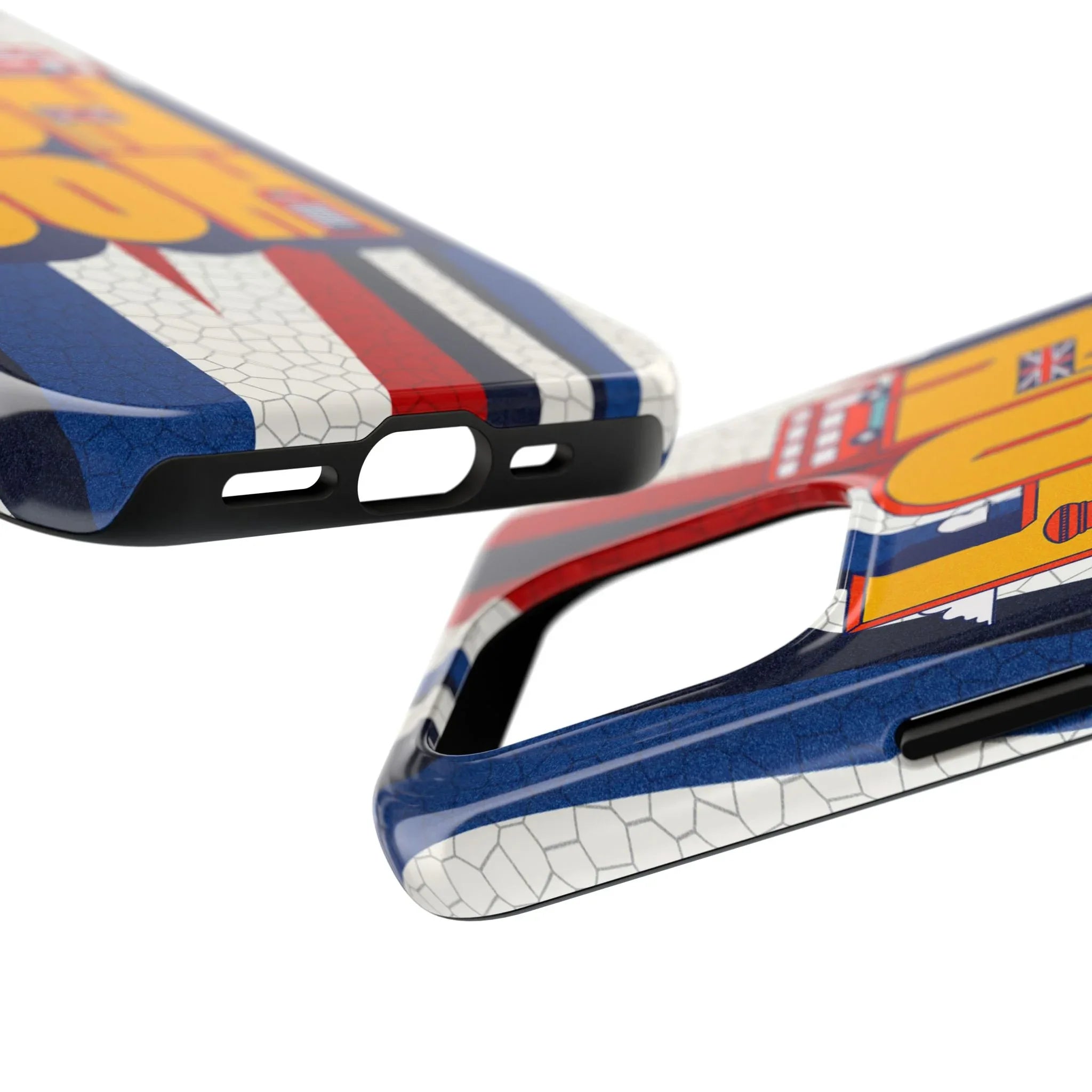 London Graphic Tough Phone Case – Retro Union Jack Travel Design - DiwaKi