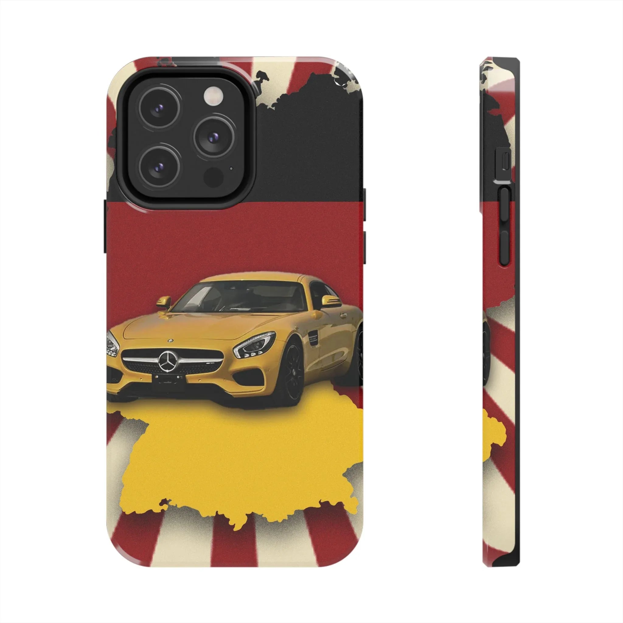 Mercedes Sports Car Tough Phone Case — Yellow GT on Red & Black Background - DiwaKi