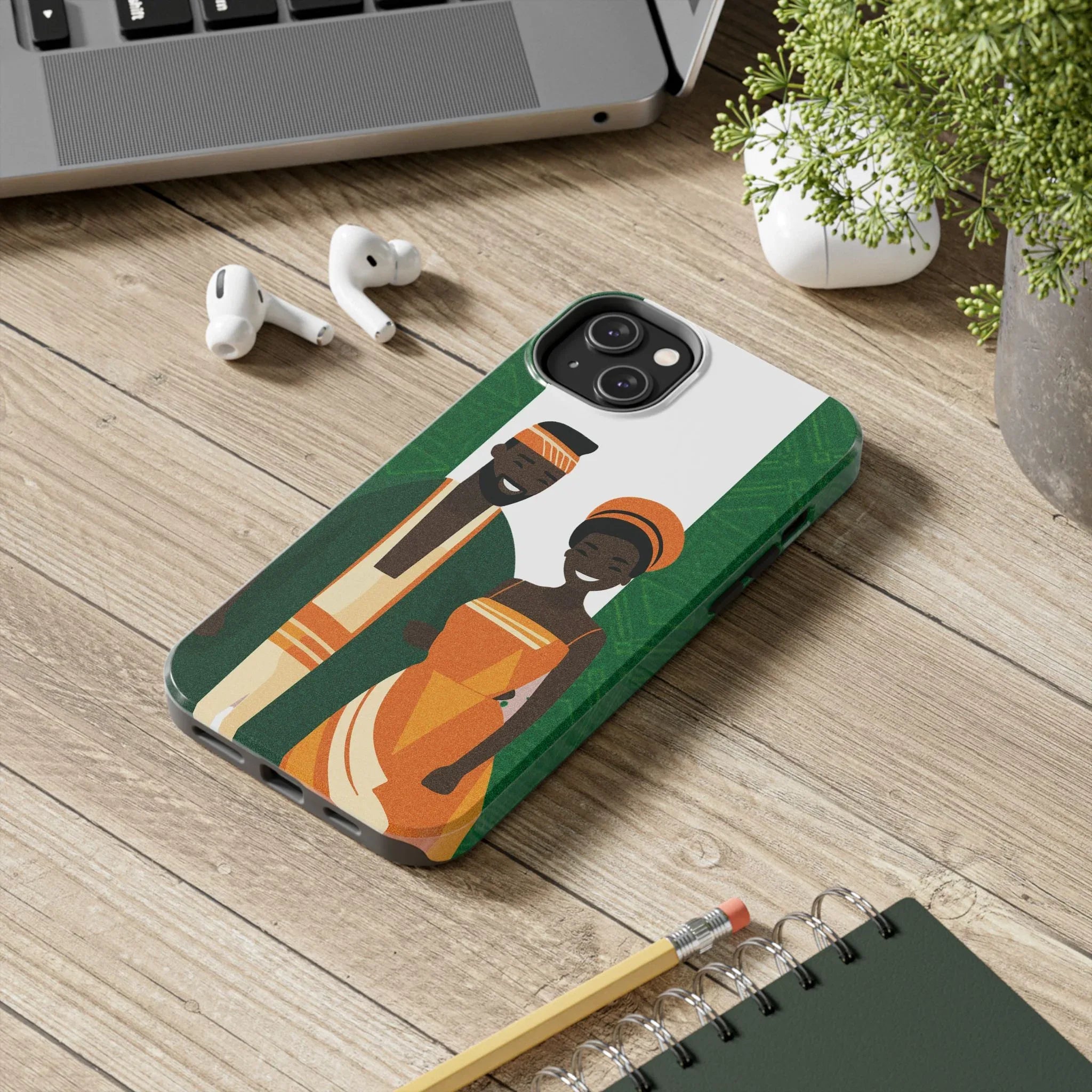 Tough Phone Case — Afrocentric Nigerian Couple Illustration, Protective Hard-Shell Phone Cover - DiwaKi