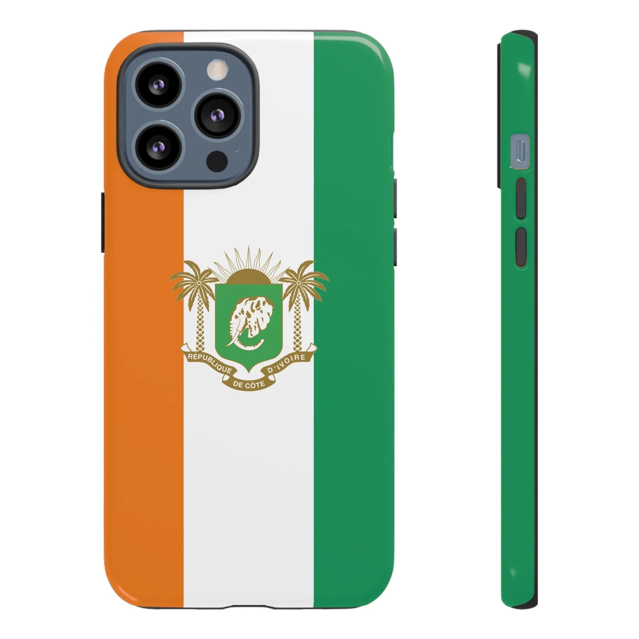 Ivory Coast Flag Tough Phone Case — Orange White Green Shield Crest - DiwaKi