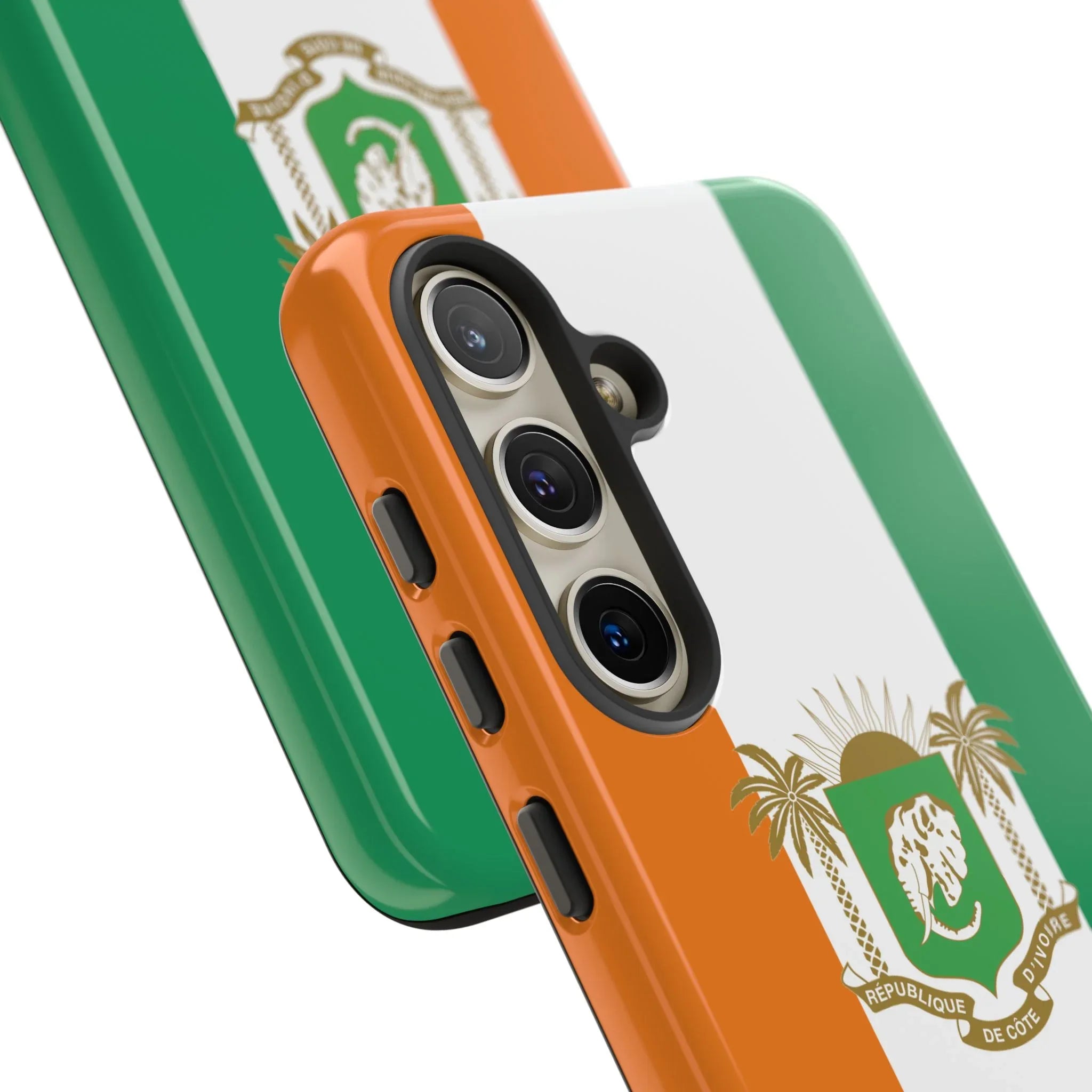 Ivory Coast Flag Tough Phone Case — Orange White Green Shield Crest - DiwaKi