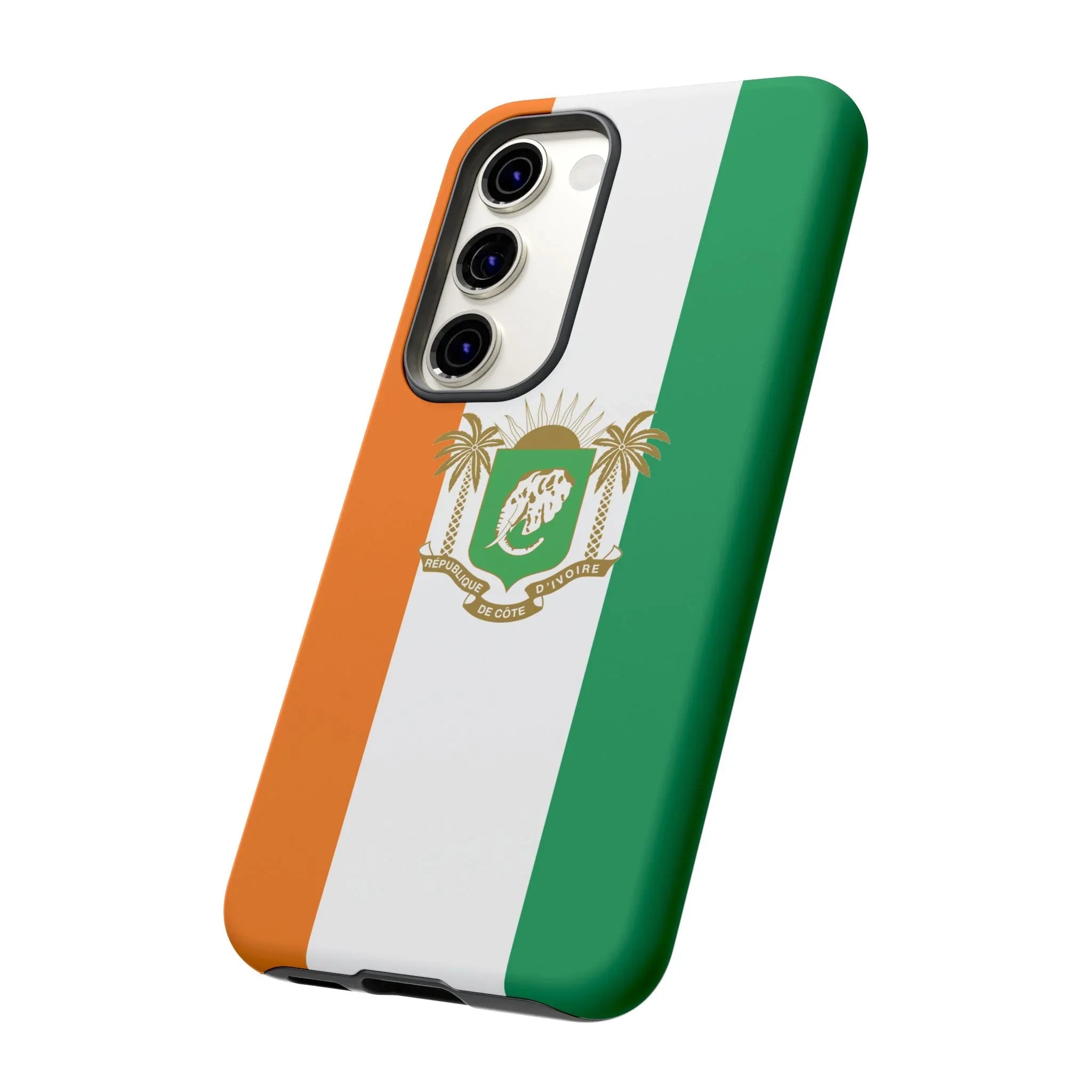 Ivory Coast Flag Tough Phone Case — Orange White Green Shield Crest - DiwaKi