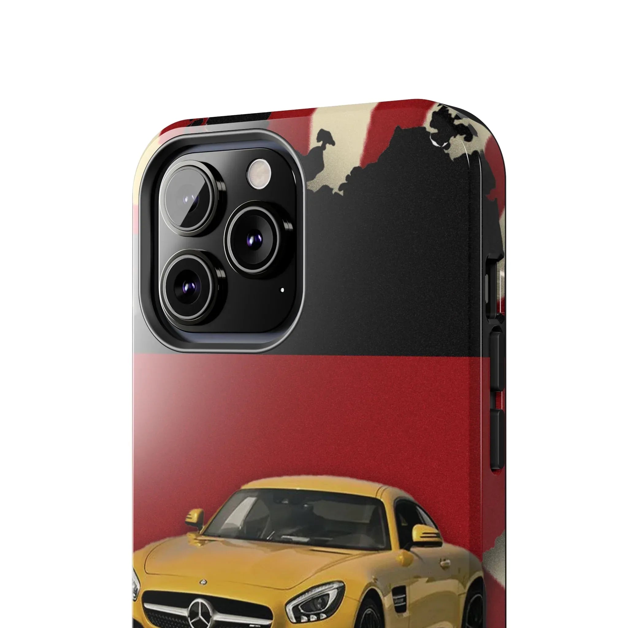 Mercedes Sports Car Tough Phone Case — Yellow GT on Red & Black Background - DiwaKi