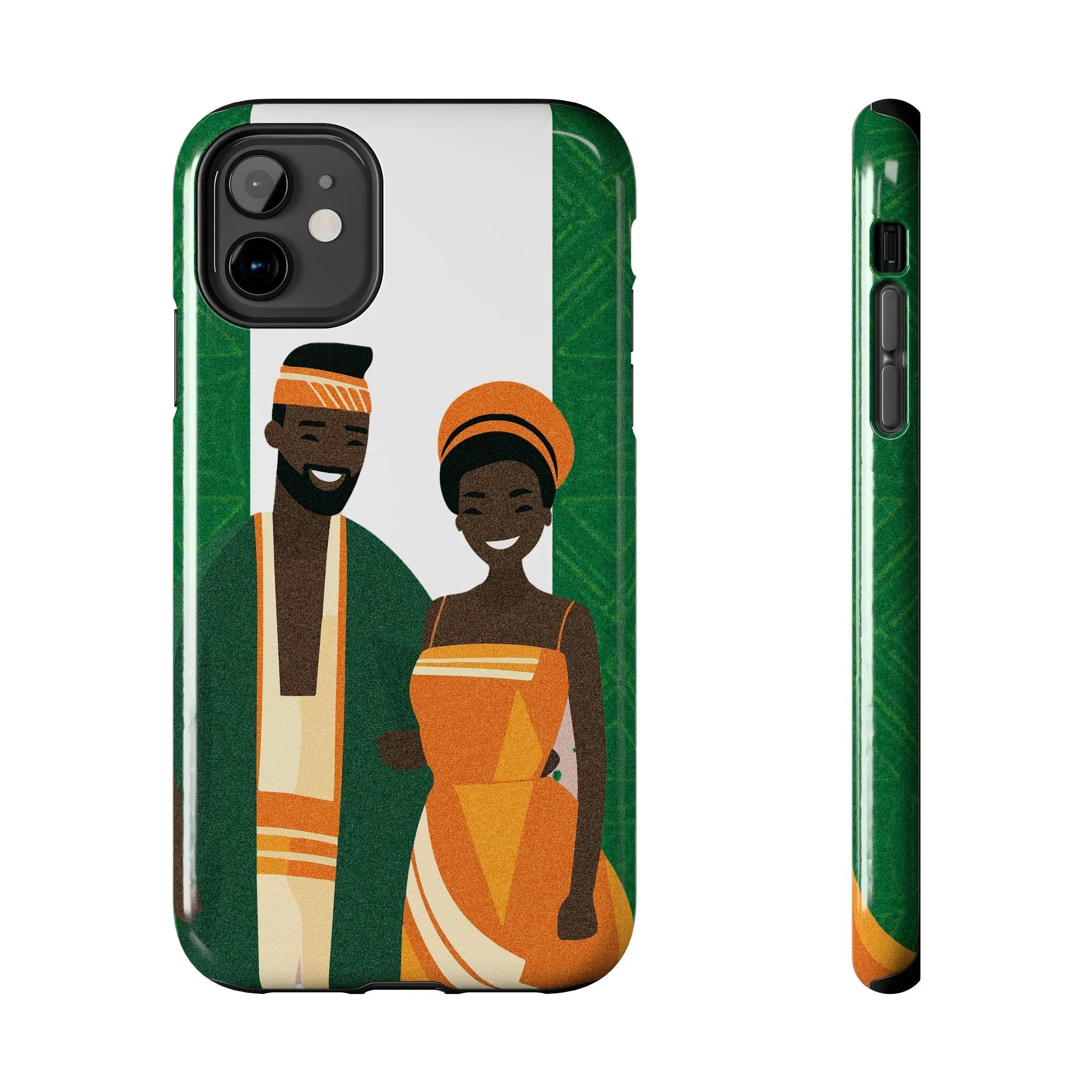Tough Phone Case — Afrocentric Nigerian Couple Illustration, Protective Hard-Shell Phone Cover - DiwaKi
