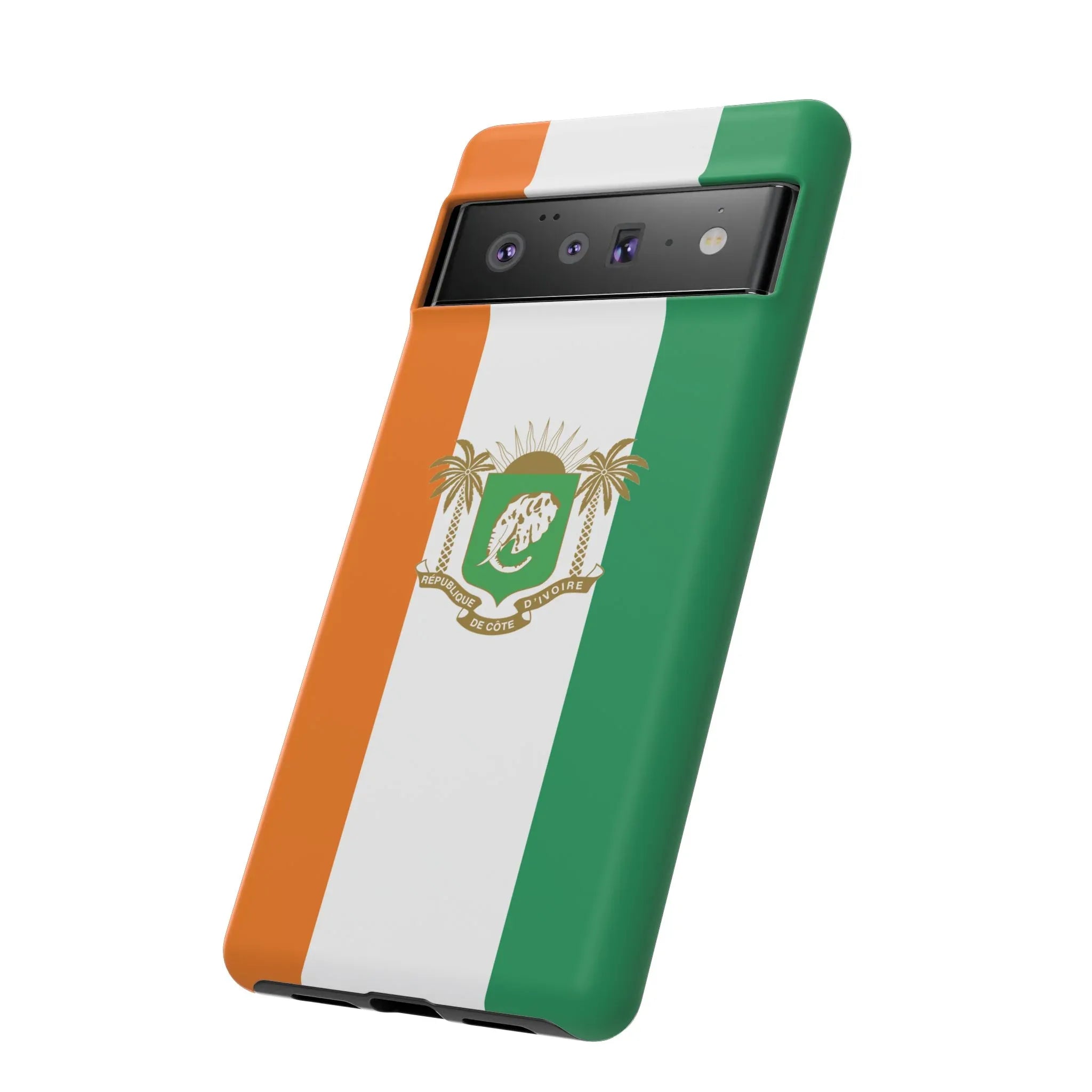 Ivory Coast Flag Tough Phone Case — Orange White Green Shield Crest - DiwaKi