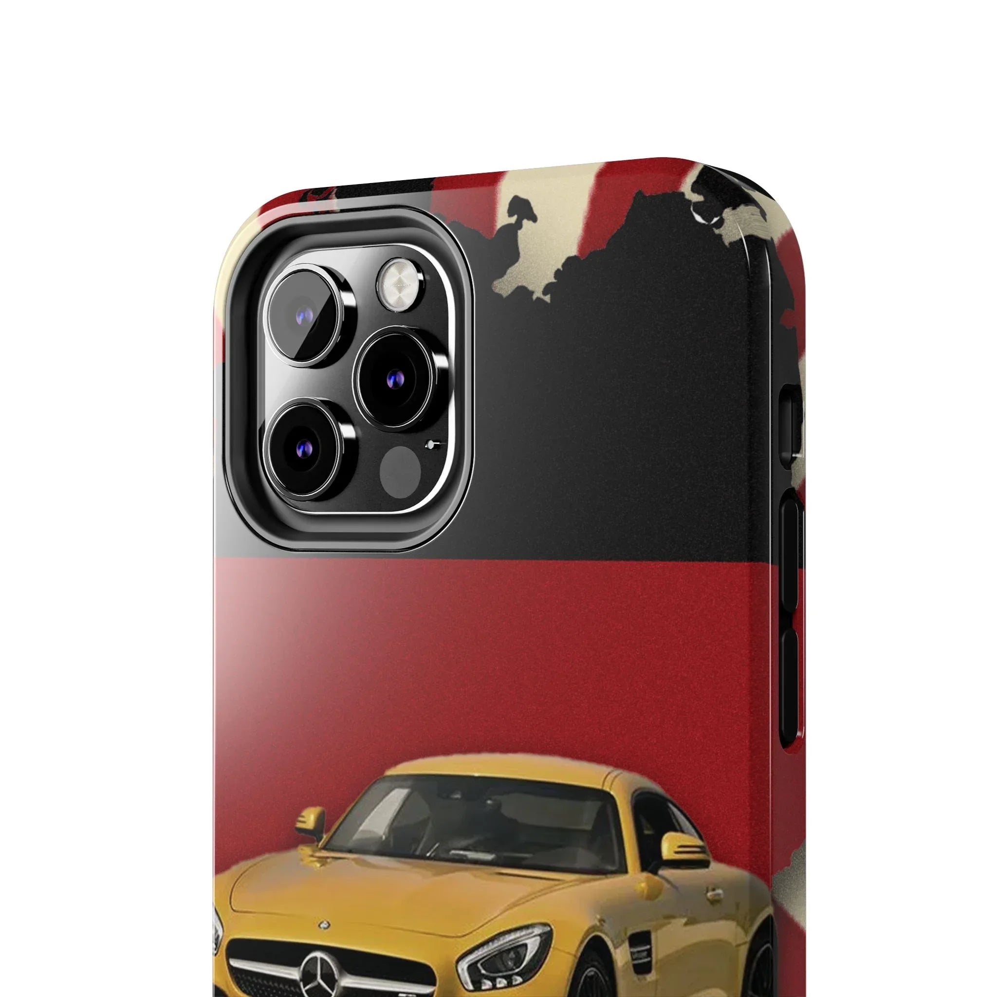 Mercedes Sports Car Tough Phone Case — Yellow GT on Red & Black Background - DiwaKi