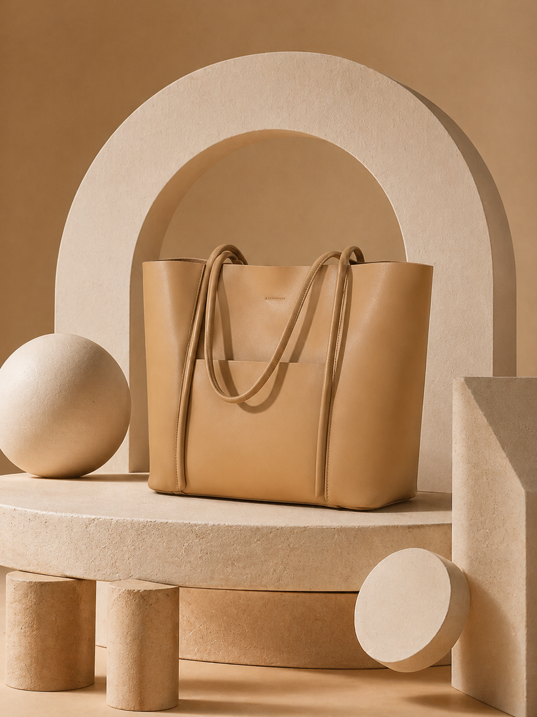 Genuine Leather Tote Bag: Elegant Work Travel Handbag, Zipper Shoulder Carry