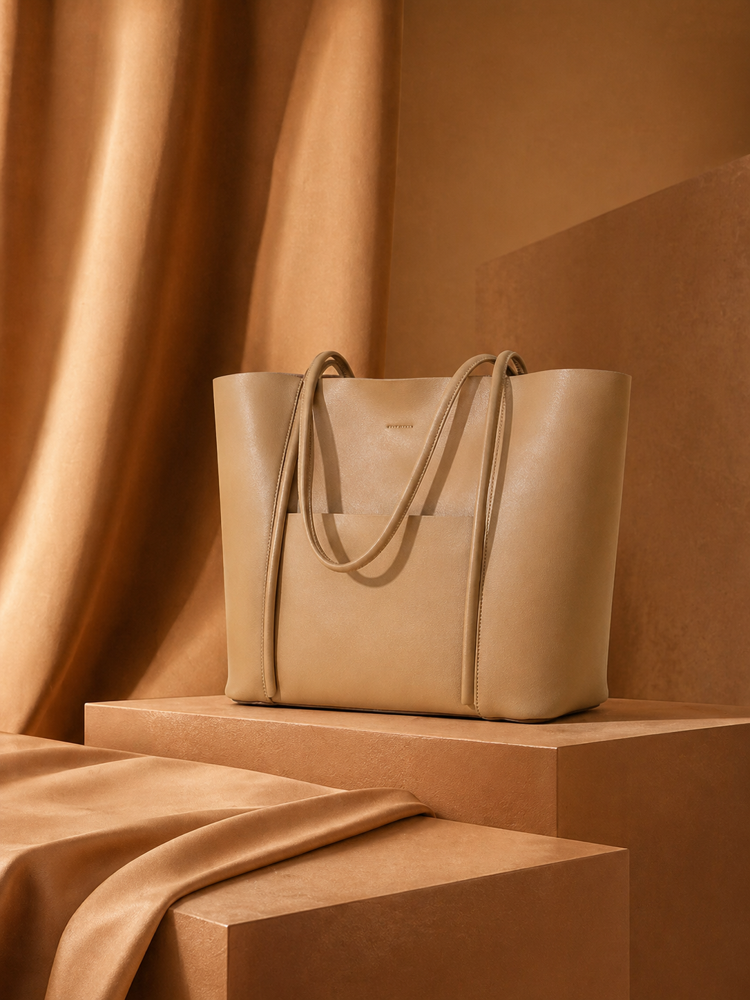 Genuine Leather Tote Bag: Elegant Work Travel Handbag, Zipper Shoulder Carry