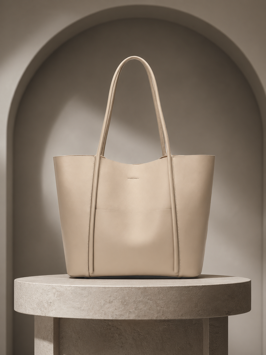 Genuine Leather Tote Bag: Elegant Work Travel Handbag, Zipper Shoulder Carry