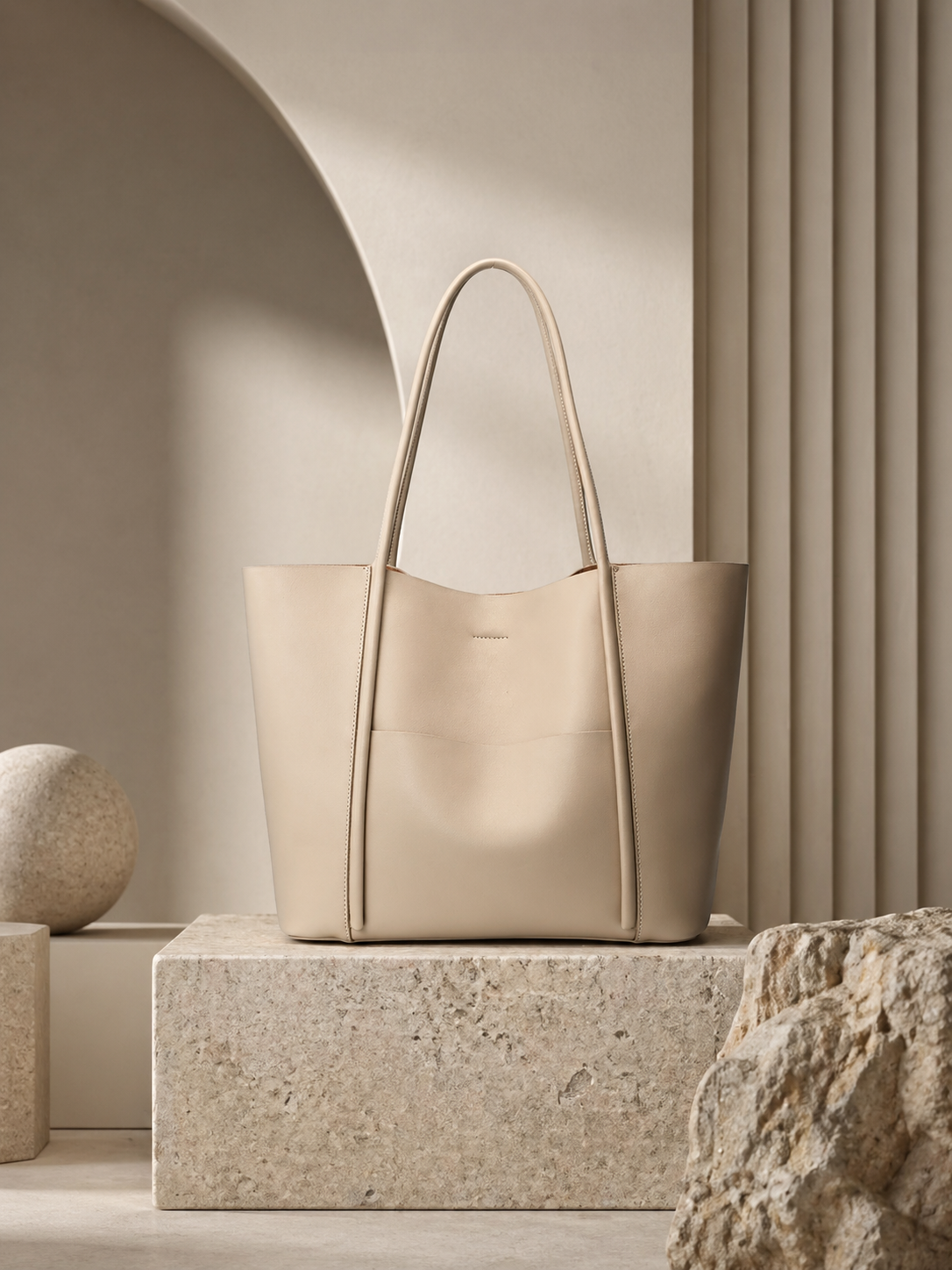 Genuine Leather Tote Bag: Elegant Work Travel Handbag, Zipper Shoulder Carry