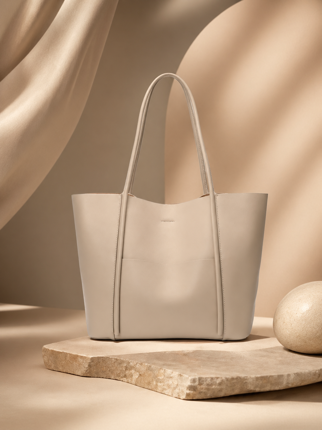 Genuine Leather Tote Bag: Elegant Work Travel Handbag, Zipper Shoulder Carry