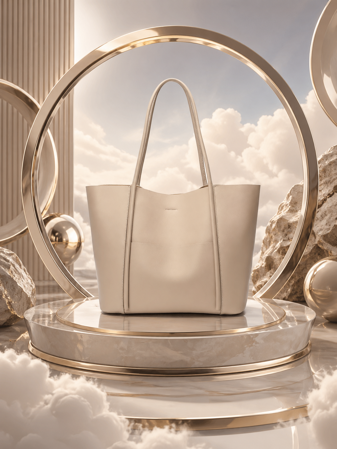 Genuine Leather Tote Bag: Elegant Work Travel Handbag, Zipper Shoulder Carry