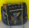 DiwaKi Bogolan Royale Chain Bag – African Mudcloth Leather Shoulder Bag with Gold Chain