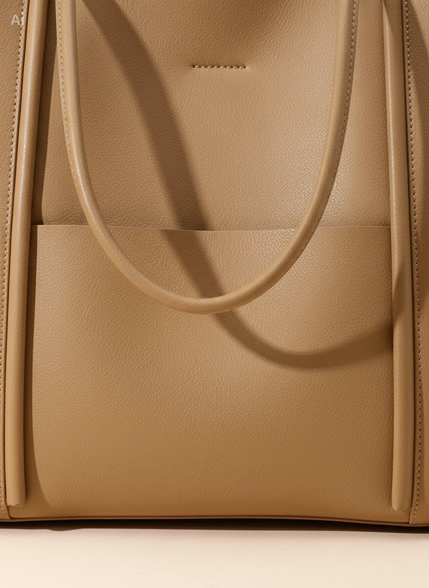 Genuine Leather Tote Bag: Elegant Work Travel Handbag, Zipper Shoulder Carry