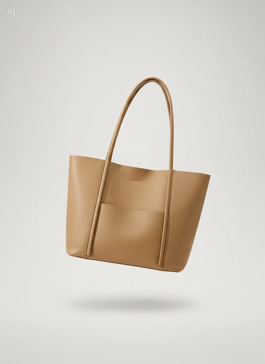 Genuine Leather Tote Bag: Elegant Work Travel Handbag, Zipper Shoulder Carry