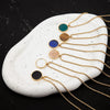 Natural Stone Disk Pendant Necklace For Women's Stainless Steel