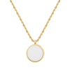 Natural Stone Disk Pendant Necklace For Women's Stainless Steel