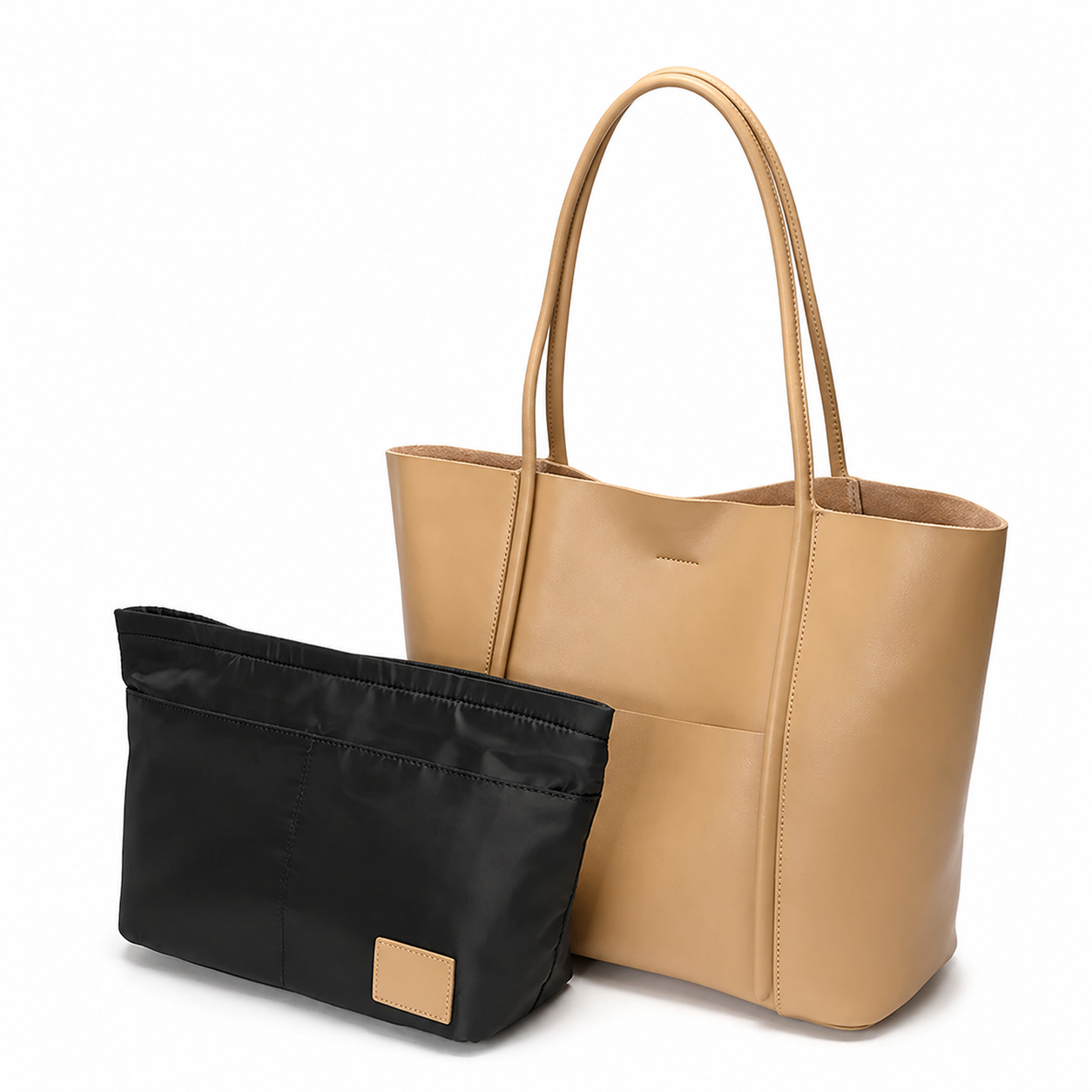 Genuine Leather Tote Bag: Elegant Work Travel Handbag, Zipper Shoulder Carry