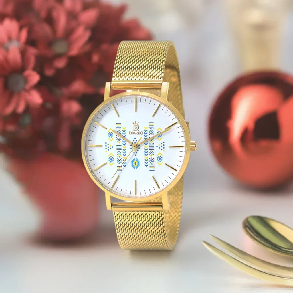 DiwaKi African Print Mesh Timepiece - DiwaKi