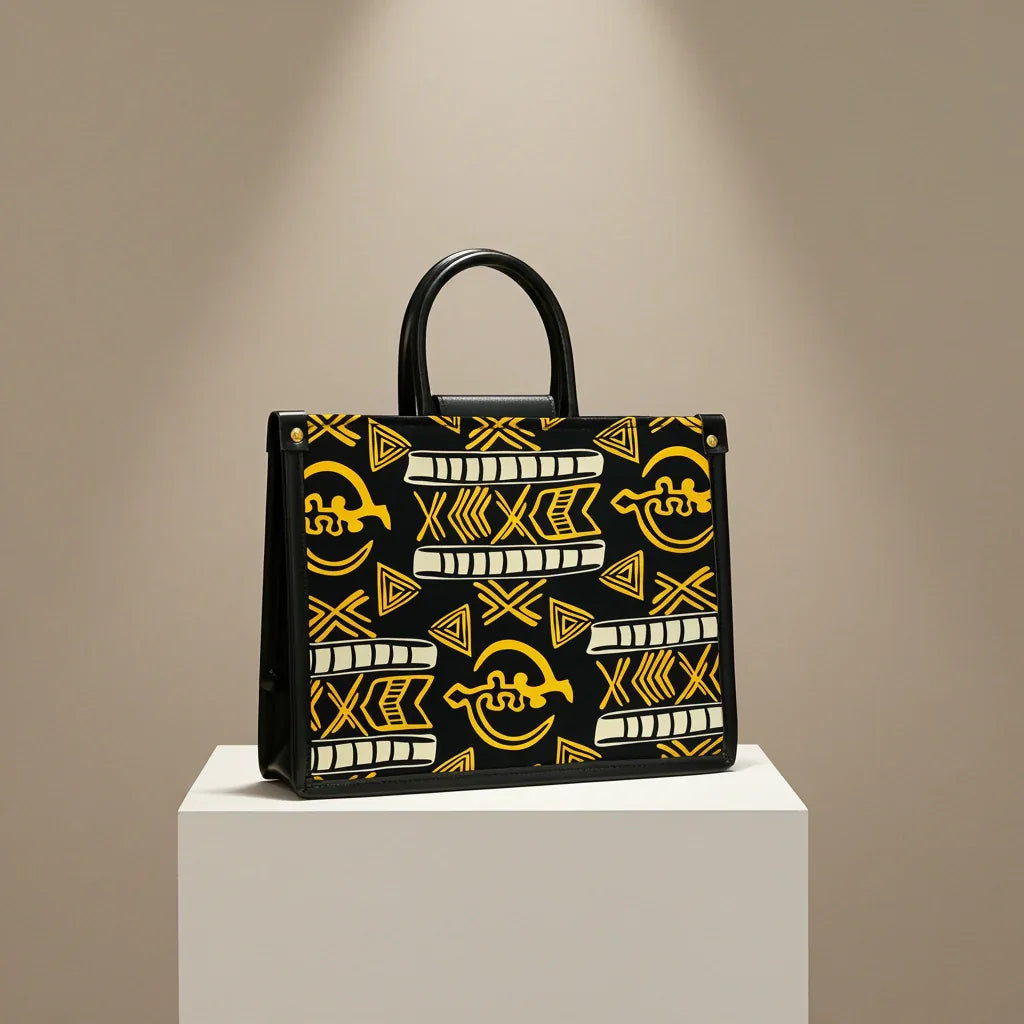 DiwaKi Obsidian Adinkra Gold Heritage Tote - DiwaKi