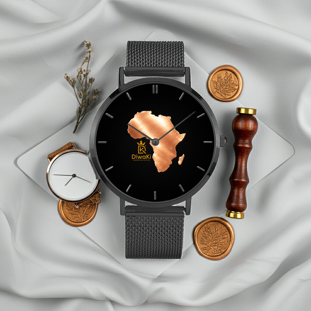 Ultra-thin Stainless Steel Africa map Quartz Watch