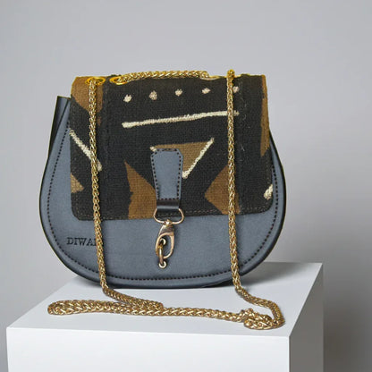 African black &amp; brown bogolan pattern shoulder bag - DiwaKi