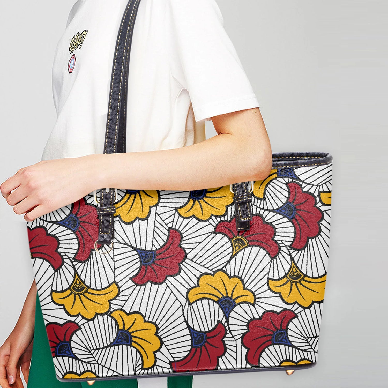 586. Large Leather Tote Bag for Women - DiwaKi