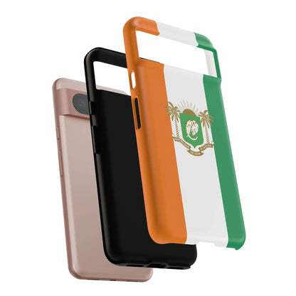 Ivory Coast Flag Tough Phone Case — Orange White Green Shield Crest - DiwaKi