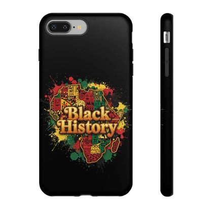 Black History Phone Case — Afrocentric Map Design, Bold Red‑Green‑Gold Splash - DiwaKi