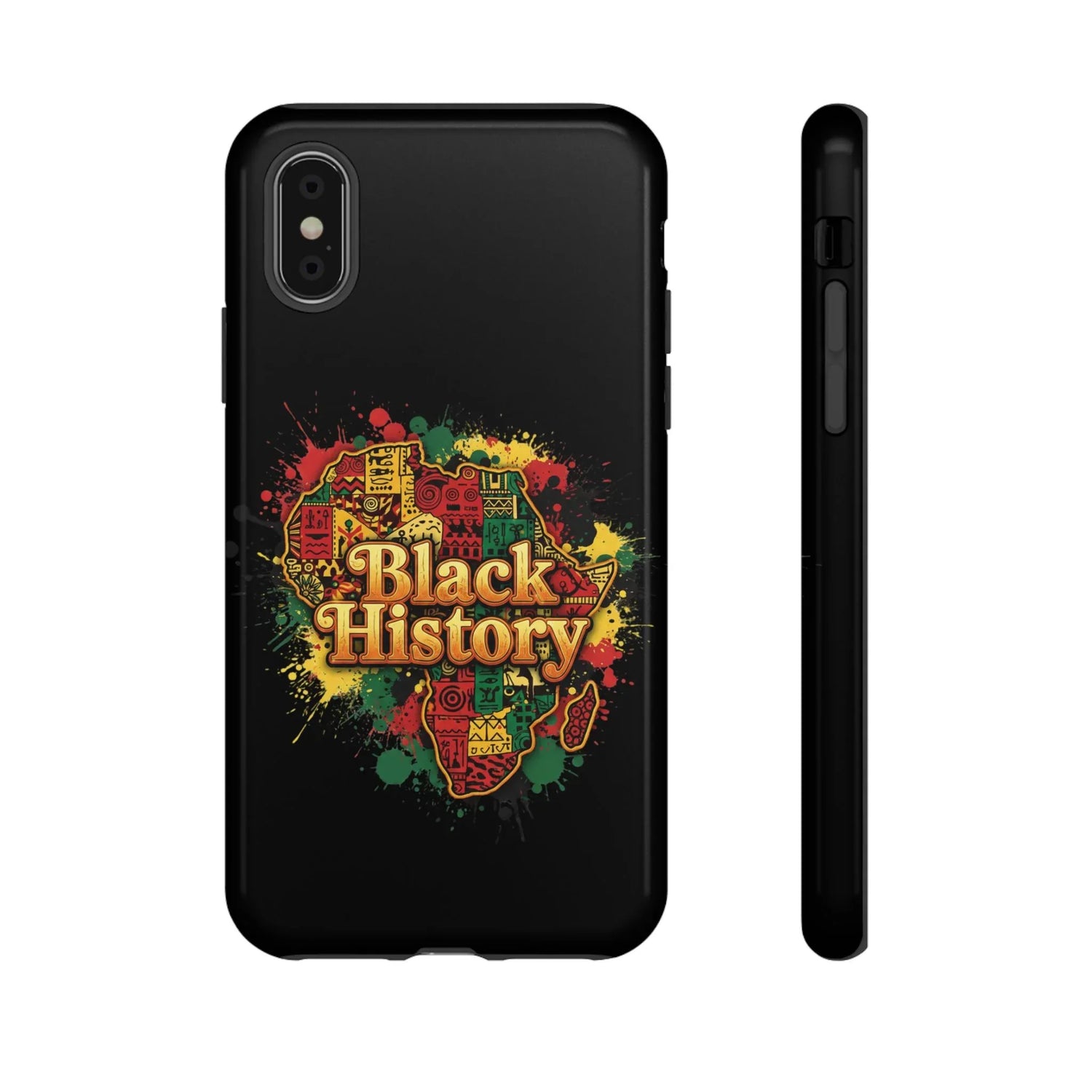 Black History Phone Case — Afrocentric Map Design, Bold Red‑Green‑Gold Splash - DiwaKi